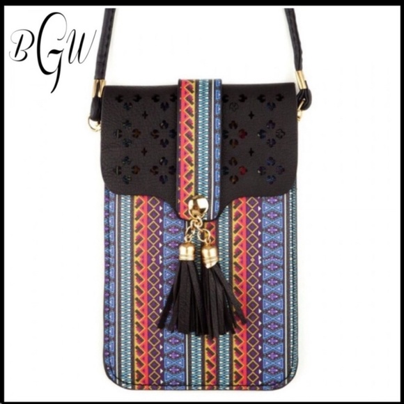 🛍 Aztec Print Cross Body Bag - Picture 1 of 2